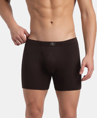 Super Combed Cotton Rib Solid Boxer Brief with Ultrasoft and Durable Waistband - Black, Dark Khaki & Brown (Pack of 3)