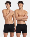 Super Combed Cotton Rib Solid Boxer Brief with Ultrasoft and Durable Waistband - Black (Pack of 2)