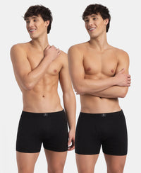 Super Combed Cotton Rib Solid Boxer Brief with Ultrasoft and Durable Waistband - Black (Pack of 2)