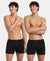 Super Combed Cotton Rib Solid Boxer Brief with Ultrasoft and Durable Waistband - Black (Pack of 2)