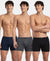 Super Combed Cotton Rib Solid Boxer Brief with Ultrasoft and Durable Waistband - Black/Navy/Charcoal Melange (Pack of 3)