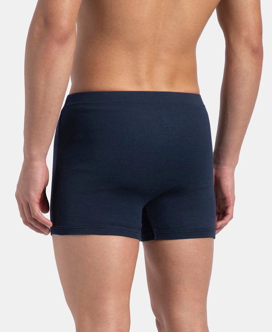 Super Combed Cotton Rib Solid Boxer Brief with Ultrasoft and Durable Waistband - Black/Navy/Charcoal Melange (Pack of 3)