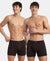 Super Combed Cotton Rib Solid Boxer Brief with Ultrasoft and Durable Waistband - Brown (Pack of 2)
