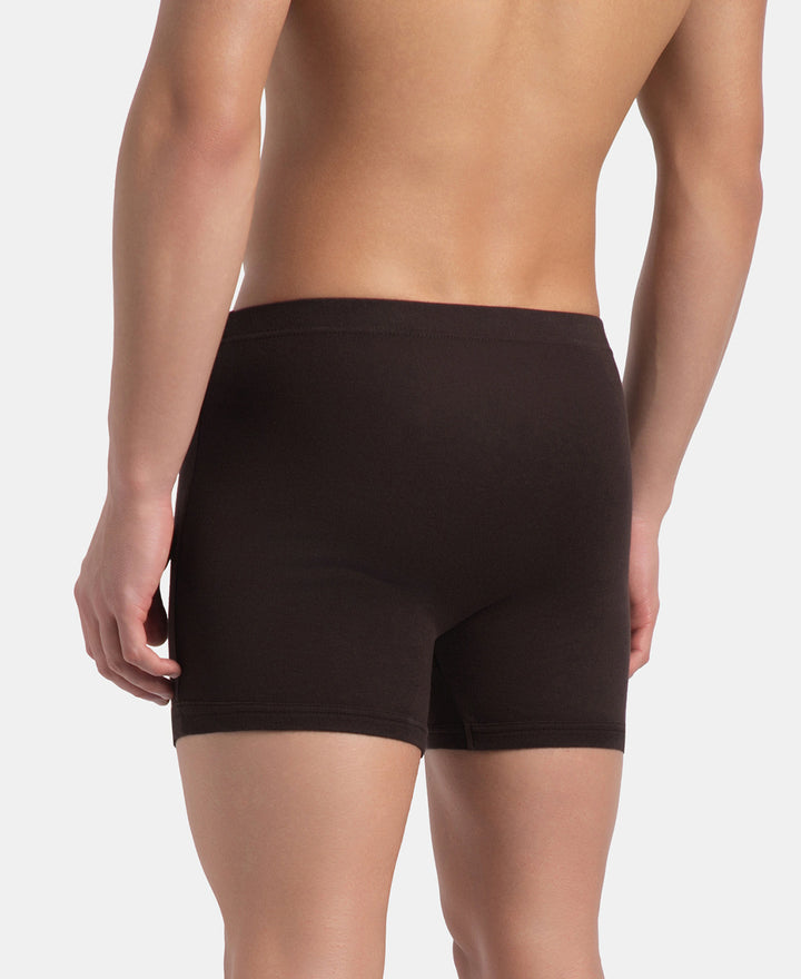 Super Combed Cotton Rib Solid Boxer Brief with Ultrasoft and Durable Waistband - Brown (Pack of 2)