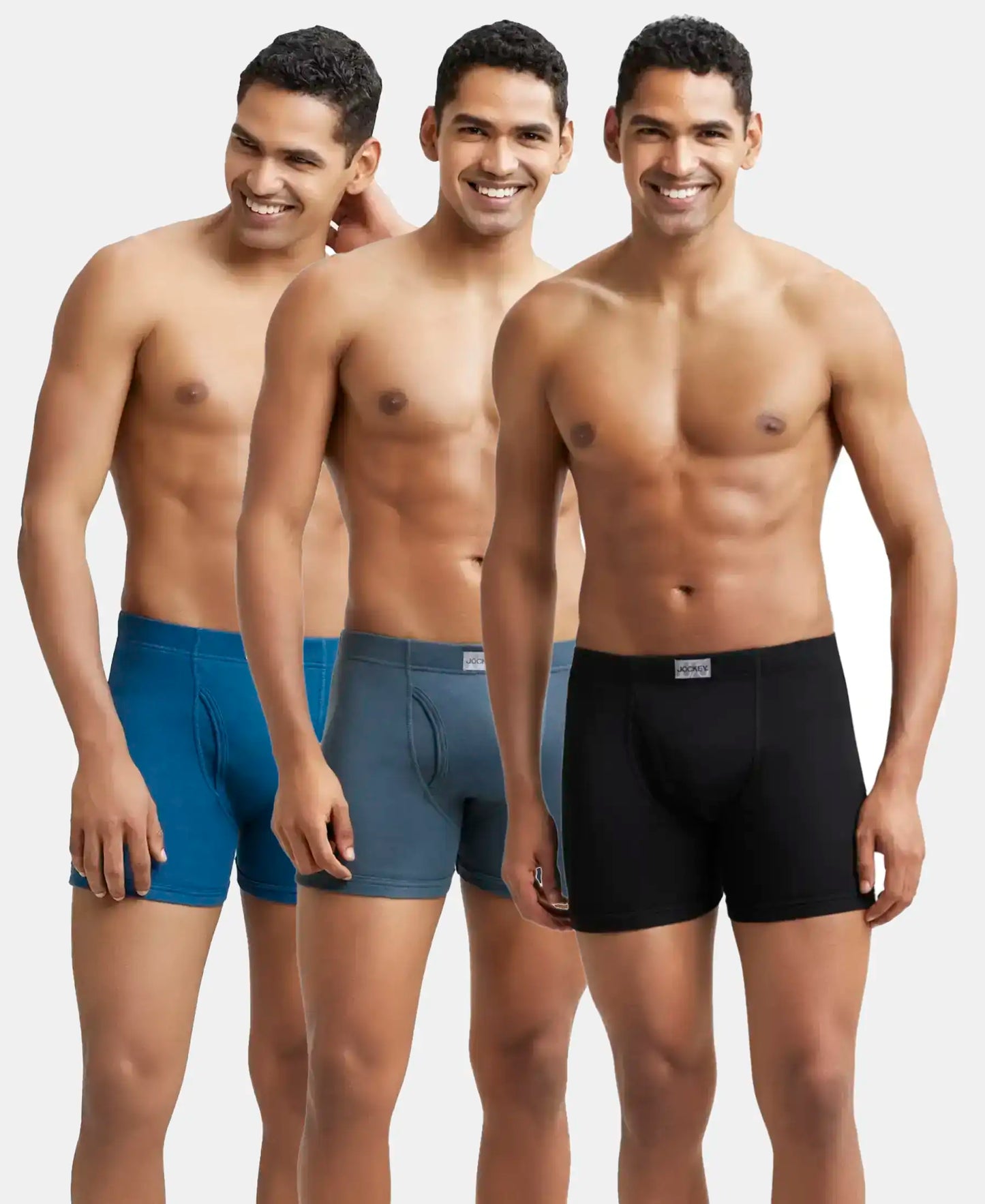 Super Combed Cotton Rib Solid Boxer Brief with Ultrasoft and Durable Waistband - Black/Seaport Teal/Deep Slate (Pack of 3)