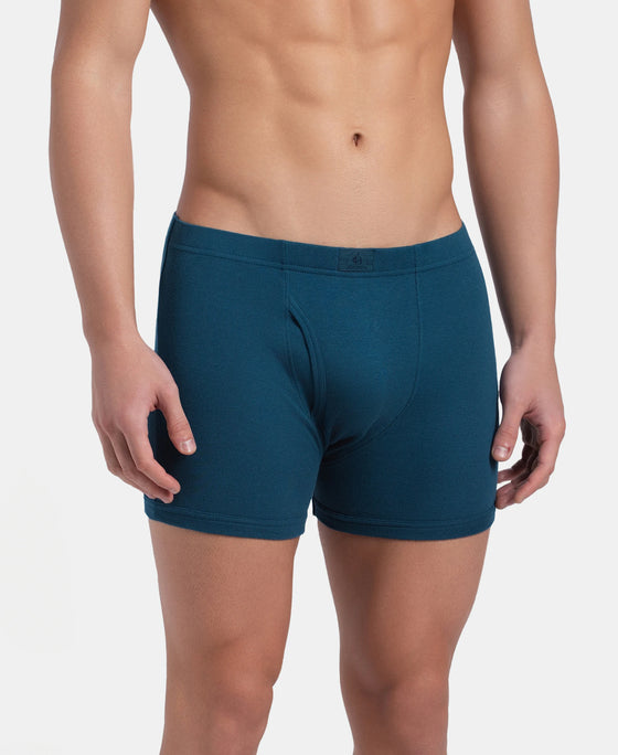 Super Combed Cotton Rib Solid Boxer Brief with Ultrasoft and Durable Waistband - Black/Seaport Teal/Deep Slate (Pack of 3)