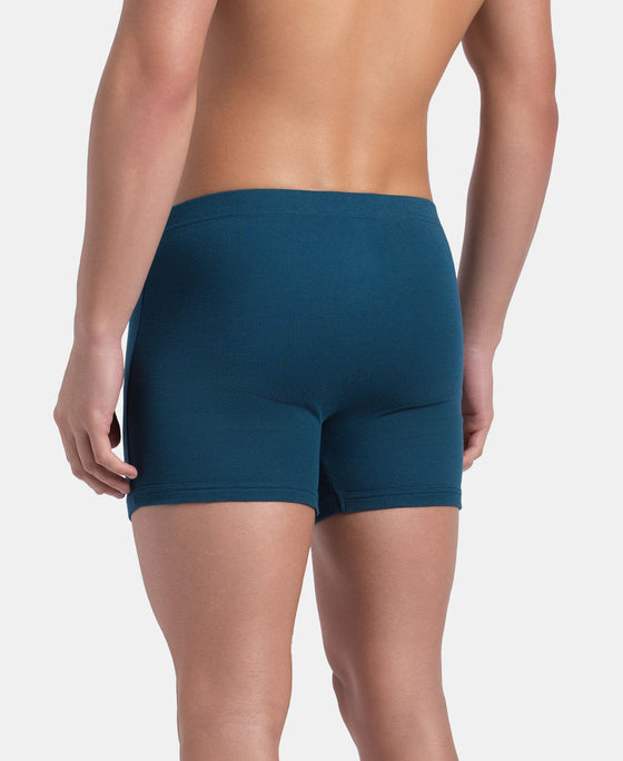Super Combed Cotton Rib Solid Boxer Brief with Ultrasoft and Durable Waistband - Black/Seaport Teal/Deep Slate (Pack of 3)