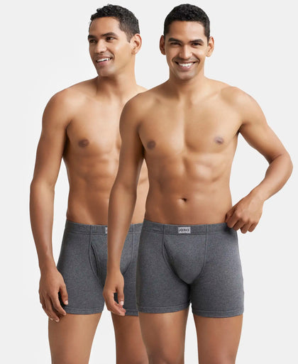 Super Combed Cotton Rib Solid Boxer Brief with Ultrasoft and Durable Waistband - Charcoal Melange (Pack of 2)
