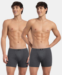 Super Combed Cotton Rib Solid Boxer Brief with Ultrasoft and Durable Waistband - Charcoal Melange (Pack of 2)