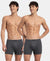 Super Combed Cotton Rib Solid Boxer Brief with Ultrasoft and Durable Waistband - Charcoal Melange (Pack of 2)