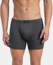 Super Combed Cotton Rib Solid Boxer Brief with Ultrasoft and Durable Waistband - Charcoal Melange