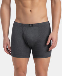 Super Combed Cotton Rib Solid Boxer Brief with Ultrasoft and Durable Waistband - Charcoal Melange (Pack of 2)