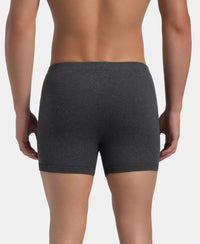 Super Combed Cotton Rib Solid Boxer Brief with Ultrasoft and Durable Waistband - Charcoal Melange (Pack of 2)