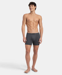 Super Combed Cotton Rib Solid Boxer Brief with Ultrasoft and Durable Waistband - Charcoal Melange (Pack of 2)