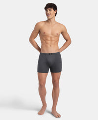 Super Combed Cotton Rib Solid Boxer Brief with Ultrasoft and Durable Waistband - Charcoal Melange (Pack of 2)