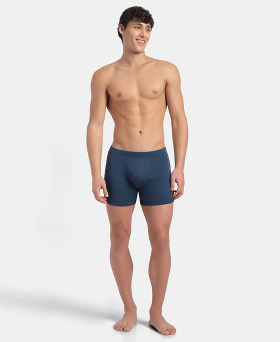 Super Combed Cotton Rib Solid Boxer Brief with Ultrasoft and Durable Waistband - Dark Denim