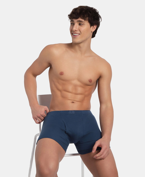 Super Combed Cotton Rib Solid Boxer Brief with Ultrasoft and Durable Waistband - Dark Denim