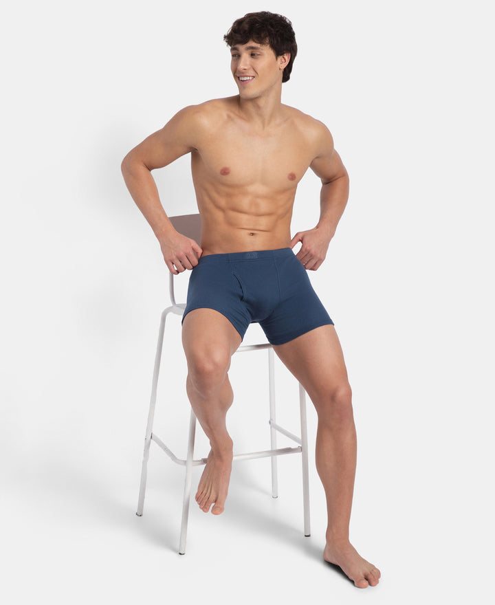 Super Combed Cotton Rib Solid Boxer Brief with Ultrasoft and Durable Waistband - Dark Denim