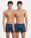 Super Combed Cotton Rib Solid Boxer Brief with Ultrasoft and Durable Waistband - Dark Denim (Pack of 2)