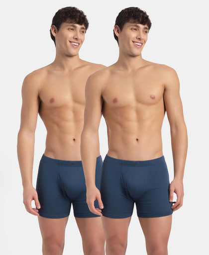 Super Combed Cotton Rib Solid Boxer Brief with Ultrasoft and Durable Waistband - Dark Denim (Pack of 2)