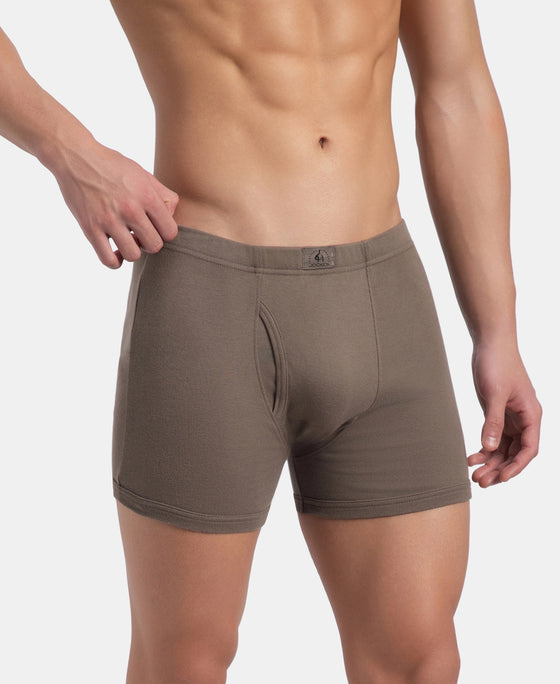 Super Combed Cotton Rib Solid Boxer Brief with Ultrasoft and Durable Waistband - Dark Khaki