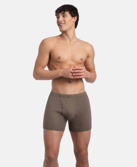 Super Combed Cotton Rib Solid Boxer Brief with Ultrasoft and Durable Waistband - Dark Khaki