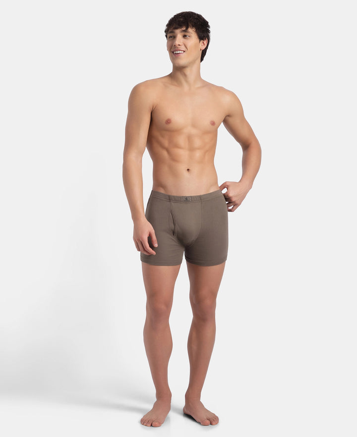 Super Combed Cotton Rib Solid Boxer Brief with Ultrasoft and Durable Waistband - Dark Khaki