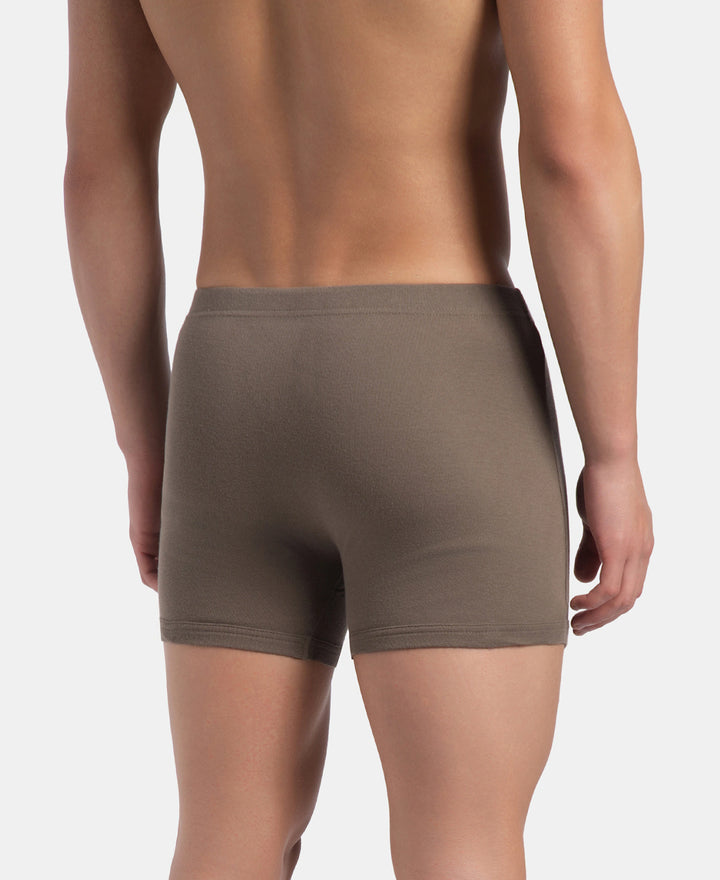 Super Combed Cotton Rib Solid Boxer Brief with Ultrasoft and Durable Waistband - Dark Khaki (Pack of 2)