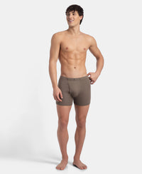Super Combed Cotton Rib Solid Boxer Brief with Ultrasoft and Durable Waistband - Dark Khaki (Pack of 2)