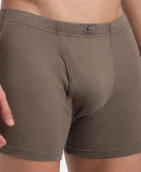 Super Combed Cotton Rib Solid Boxer Brief with Ultrasoft and Durable Waistband - Dark Khaki (Pack of 2)