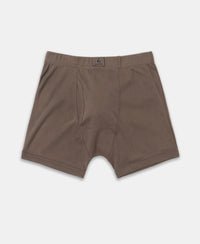 Super Combed Cotton Rib Solid Boxer Brief with Ultrasoft and Durable Waistband - Dark Khaki (Pack of 2)
