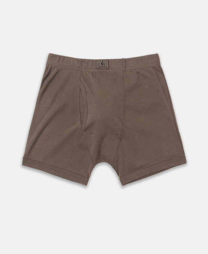 Super Combed Cotton Rib Solid Boxer Brief with Ultrasoft and Durable Waistband - Dark Khaki (Pack of 2)