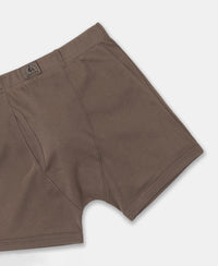 Super Combed Cotton Rib Solid Boxer Brief with Ultrasoft and Durable Waistband - Dark Khaki (Pack of 2)