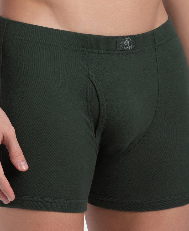 Super Combed Cotton Rib Solid Boxer Brief with Ultrasoft and Durable Waistband - Deep Forest