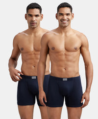 Super Combed Cotton Rib Solid Boxer Brief with Ultrasoft and Durable Waistband - Deep Navy (Pack of 2)