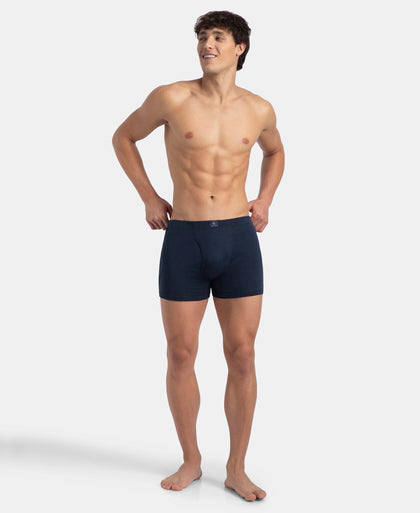 Super Combed Cotton Rib Solid Boxer Brief with Ultrasoft and Durable Waistband - Deep Navy