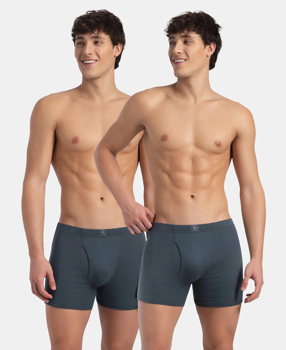 Super Combed Cotton Rib Solid Boxer Brief with Ultrasoft and Durable Waistband - Deep Slate (Pack of 2)