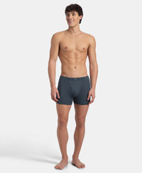 Super Combed Cotton Rib Solid Boxer Brief with Ultrasoft and Durable Waistband - Deep Slate