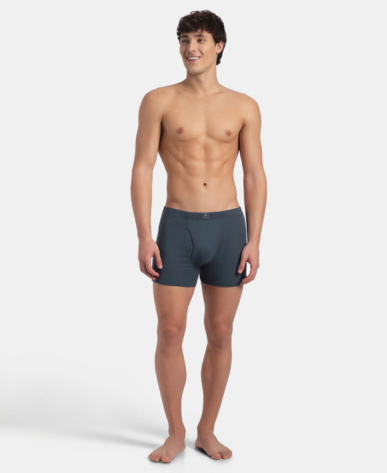 Super Combed Cotton Rib Solid Boxer Brief with Ultrasoft and Durable Waistband - Deep Slate
