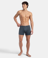 Super Combed Cotton Rib Solid Boxer Brief with Ultrasoft and Durable Waistband - Deep Slate