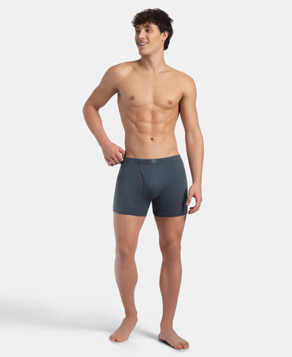 Super Combed Cotton Rib Solid Boxer Brief with Ultrasoft and Durable Waistband - Deep Slate