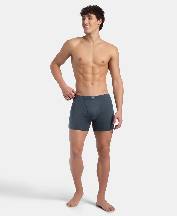 Super Combed Cotton Rib Solid Boxer Brief with Ultrasoft and Durable Waistband - Deep Slate
