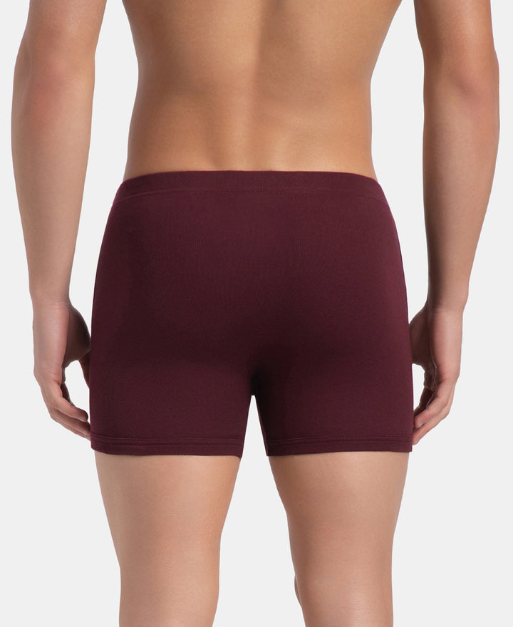 Super Combed Cotton Rib Solid Boxer Brief with Ultrasoft and Durable Waistband - Grey Melange, Port Royale & Dark Denim (Pack of 3)