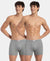 Super Combed Cotton Rib Solid Boxer Brief with Ultrasoft and Durable Waistband - Grey Melange (Pack of 2)