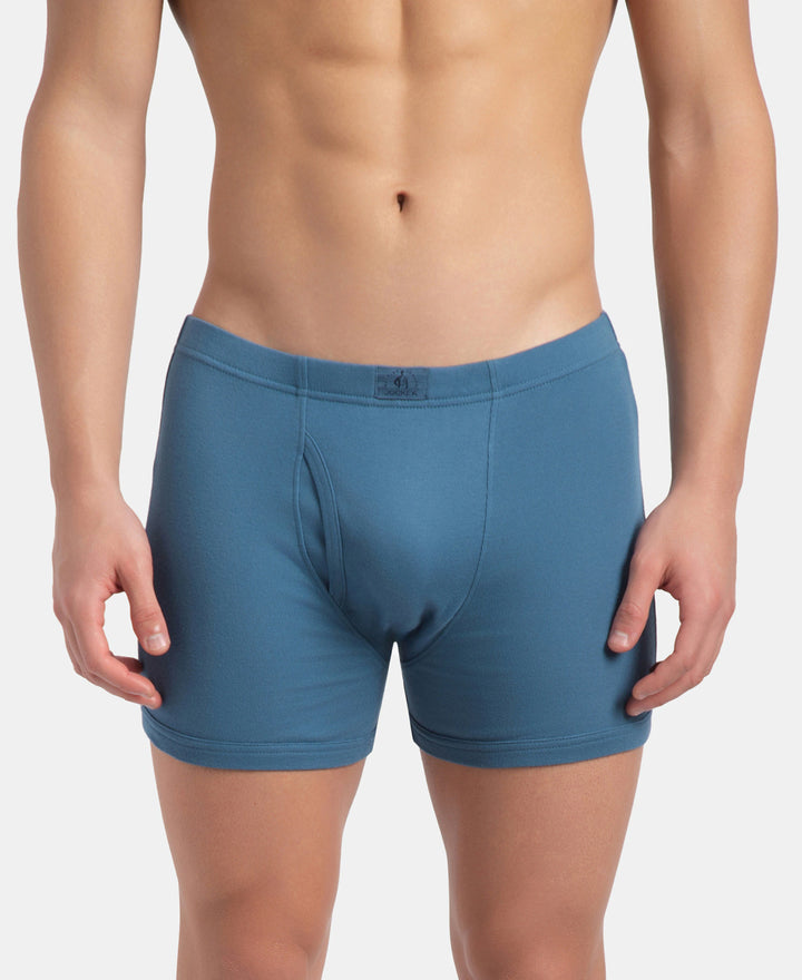 Super Combed Cotton Rib Solid Boxer Brief with Ultrasoft and Durable Waistband - Navy, Stellar & Grey Melange (Pack of 3)