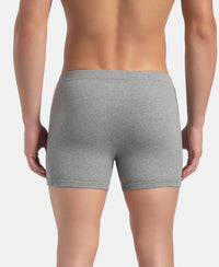 Super Combed Cotton Rib Solid Boxer Brief with Ultrasoft and Durable Waistband - Navy, Stellar & Grey Melange (Pack of 3)