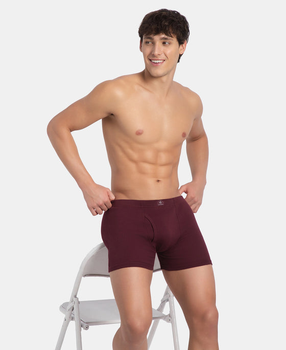 Super Combed Cotton Rib Solid Boxer Brief with Ultrasoft and Durable Waistband - Port Royale