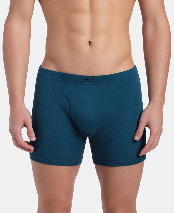 Super Combed Cotton Rib Solid Boxer Brief with Ultrasoft and Durable Waistband - Seaport Teal