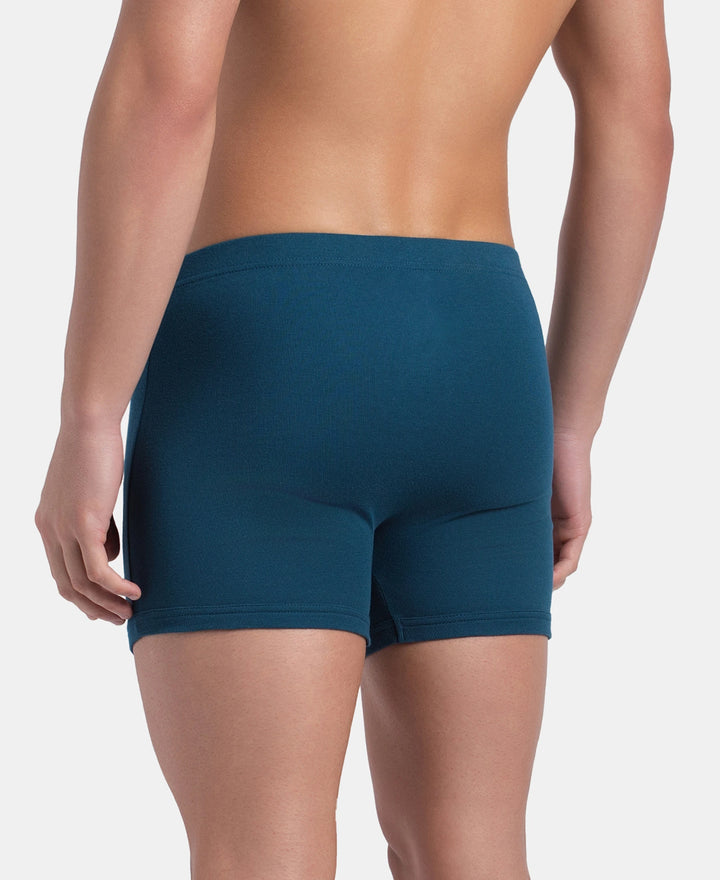 Super Combed Cotton Rib Solid Boxer Brief with Ultrasoft and Durable Waistband - Seaport Teal