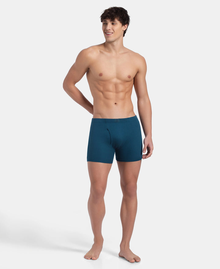 Super Combed Cotton Rib Solid Boxer Brief with Ultrasoft and Durable Waistband - Seaport Teal
